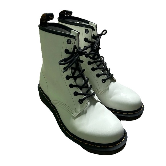 Dr. Martens Shoes - Doc Marten White Lace Up Combat Boots Size 8